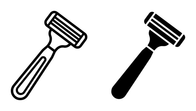 Razor Icons, Shaving Tools, Grooming Equipment, Personal Care Accessories, Vector Graphics Set