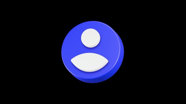 Motion 3D blue and white circular user profile or account avatar icon