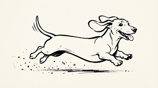 Happy running dachshund dog illustration