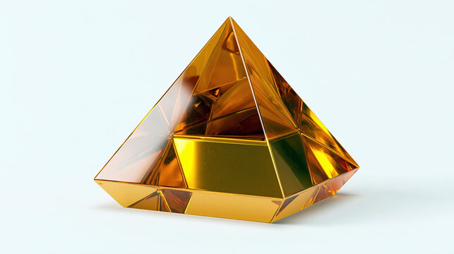 Vibrant 3D Render of a Decorative Pyramid in Glossy Resin Finish