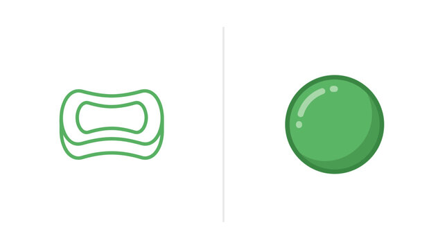 Minimalist Green Bar Soap and Circular Sphere Vector Icons