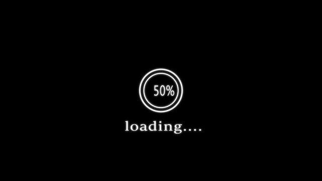 Progress loading bar icon animation . Circle animation 0-100 percent Loading animation.