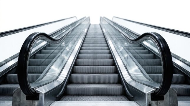 Modern empty escalator leading upwards