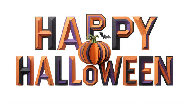 Happy halloween text design with pixel art style and pumpkin illustration