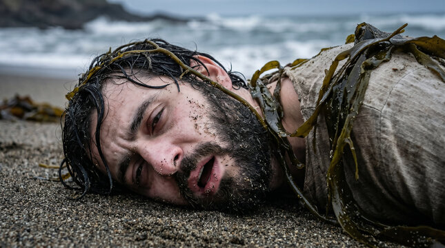 Jonah being spit out by the great fish onto the dry land after three days in its belly