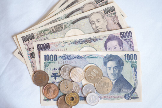Japanese Yen money. close up of the Japanese yen. currency of Japan that is used to change, buy, sell, accumulate, invest, financial, exchange rate, value, accounting, international exchange