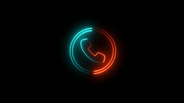 Glowing neon calling icon animation .