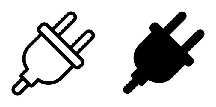 Electrical Plug Icons, Power Connector Symbols, Energy Connection Graphics, Vector Set for Electricity and Technology Concepts