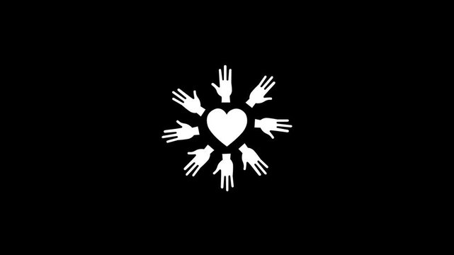 International day for tolerance and heart hands 4k motion graphic animation.