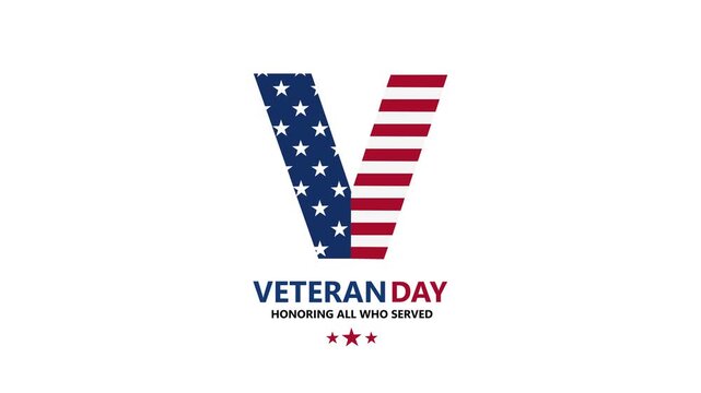 Veteran day graphic with american flag letter v on alpha transparent background.