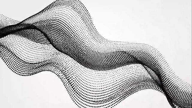Abstract background with flowing black lines creating a wave pattern on white surface.