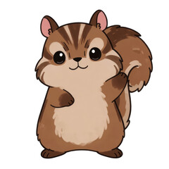 Fototapeta premium Cute Cartoon Chipmunk Isolated Transparent Background