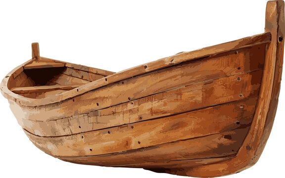 Wooden rowing boat isolated on white background vintage wooden dinghy vessel 