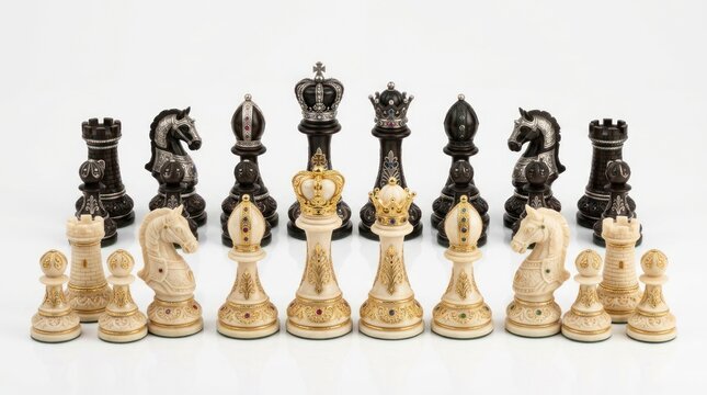 Strategic game pieces arrayed for play against opposing forces
