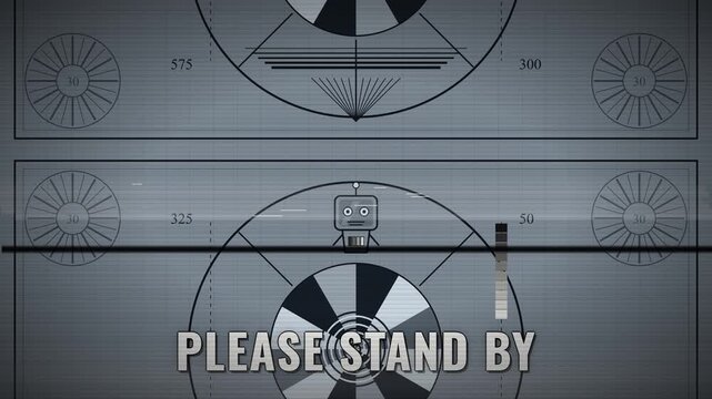 Vertical Hold Rolling Test Card Retro CRT Please Stand By Broken TV Signal Standby Loop 4K