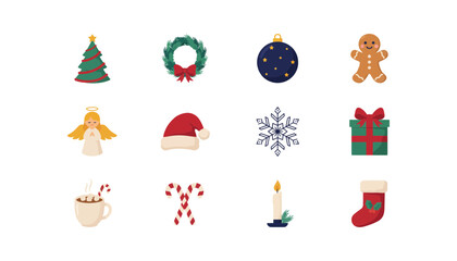 Fototapeta premium Christmas Collection Festive Symbols holiday celebration