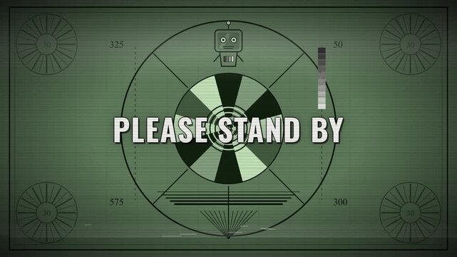 Green Phosphor Test Card CRT Power Cycle Collapse Please Stand By Standby Loop 4K