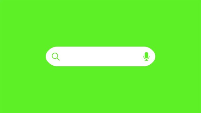 Search bar interface animation featuring white input field against vibrant green screen motion video background frame