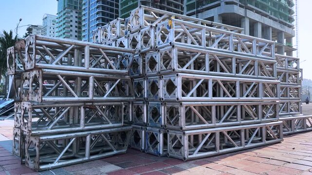 Aluminum Frame Tent Truss Sections Stacked Urban Plaza for Event Setup