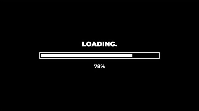 Cyberpunk Loading Screen with Glitch Distortion Effect and Flickering White Progress Bar Visuals in 4K video