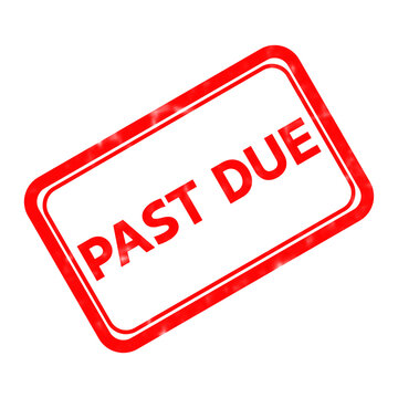 Past due red rubber stamp icon, overdue payment notification mark, grungy red ink stamp for financial documents and late bills