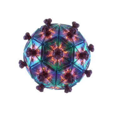 Abstract Geometric Sphere with Iridescent Faceted Surface Structure