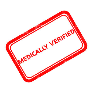 Medically Verified red rubber stamp icon, professional medical certification seal, grunge texture health verification mark on white background