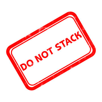 Do Not Stack red rubber stamp icon, rectangular shipping warning label, fragile cargo handling instruction for logistics and packaging