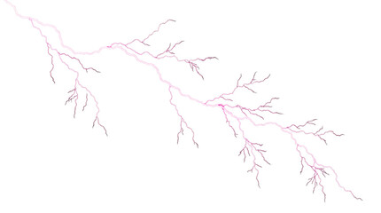 Obraz premium Pink electric lightning bolt branch energy shock effect png