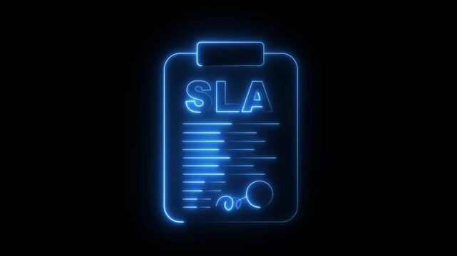 glowing neon Service level agreement SLA document icon animation SLA - Service Level Agreement icon. animation 4k video