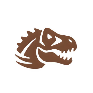 A minimalist brown dinosaur fossil skull icon with spiky crest details on its neck.