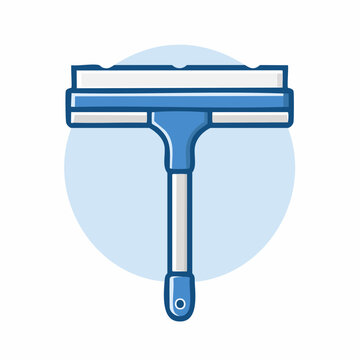 Blue window squeegee cleaning tool icon flat vector illustration isolated on white background