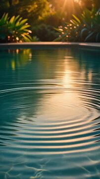 Tranquil Water Ripples in a Sunset Pool Generative AI