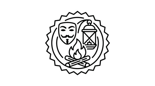Anonymous Mask, Campfire, and Lantern Emblem Icon