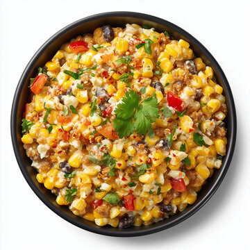 Sweet Corn Salad Bowl with Vegetables Top View
