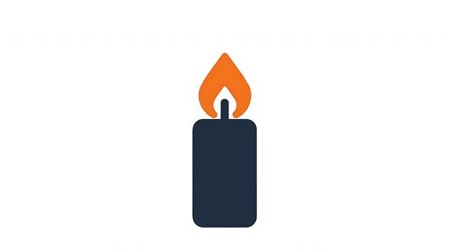 Minimalist candle icon with burning orange flame vector illustration on white background