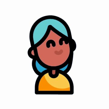 Happy Woman Avatar with Blue Hair Icon, Diverse Female User Profile Illustration