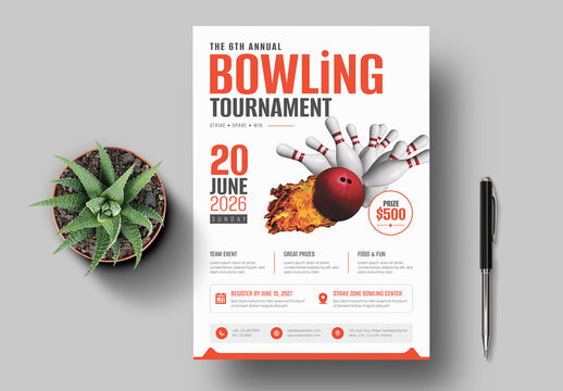 Professional Bowling Tournament Flyer Template