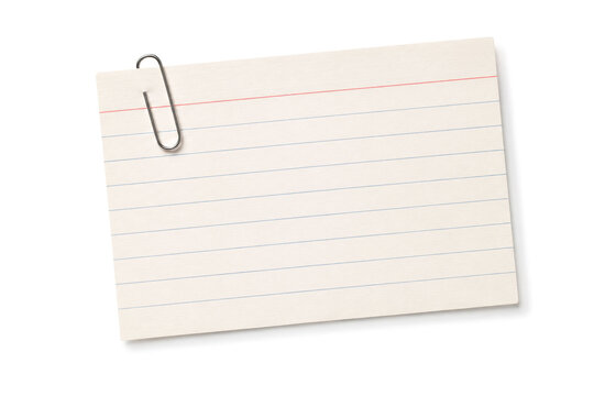 クリップが留められた罫線入りのノート用紙の素材 Lined index card with paperclip material