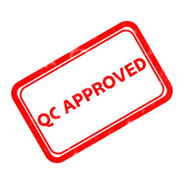 QC APPROVED red rubber stamp icon, quality control certification mark, industrial inspection and assurance seal isolated on white background