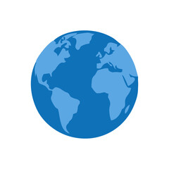 Fototapeta premium Blue globe icon, world map earth illustration on white background
