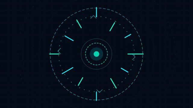 Futuristic HUD interface circular display element for science fiction user interface and digital data backgrounds