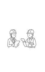 Fototapeta premium Two Construction Engineers Discussing Project Plans.