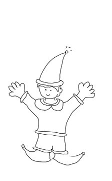 Cheerful jester character with funny hat