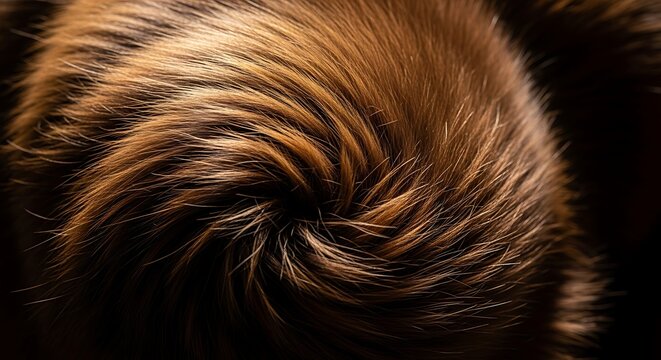Close up of a natural hair whorl on a human head