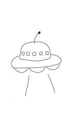 flying saucer spacecraft in white background © Sara