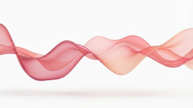 Elegant Pink Ribbon Bow Flowing on White Background with Smooth Curves, Abstract Motion Design, Colorful Swirl Pattern and Decorative Digital Illustration
