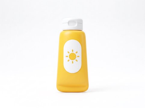 Yellow sunscreen bottle with sun icon sun protection uv protection safety summer skin