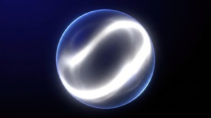 Obraz premium Glowing Light Blue Futuristic Light Bulb and Energy Sphere in Space with Planet Earth, Astronomy Universe Illustration and Cosmic Blue Night Atmosphere Design