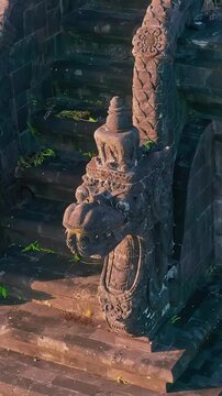 Bajra Sandhi or Monumen Taman Mumbul monument to the struggle for independence Bali, Indonesia 4K Aerial view